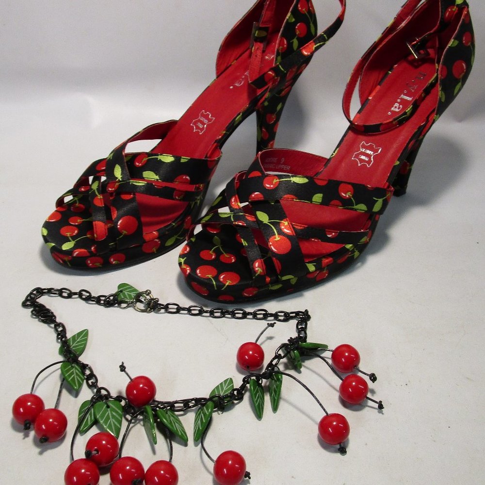 N.Y.L.A  Woman's Cherry Pumps and Necklace Size 9